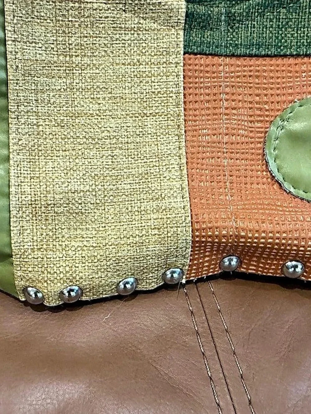 Hardwear by Renee Color Block Studded Tote Green & Orange